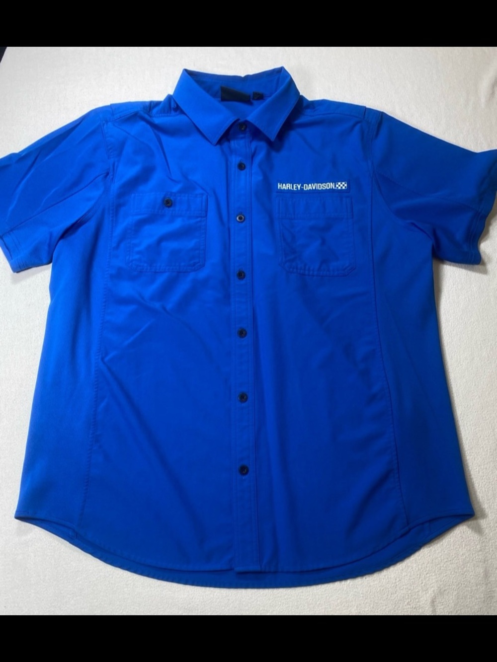 Harley-Davidson Men's Short Sleeve Button-Down Shirt - Royal Blue